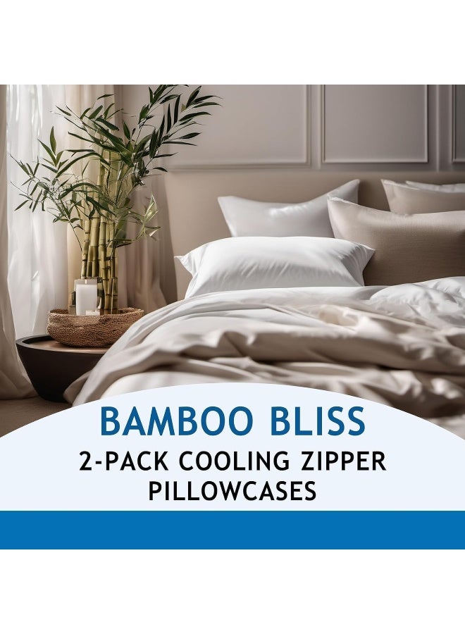 Bamboo Pillow Cases - Queen Size Pillow Cases Set of 2 Cooling Pillow Cases Organic Cool Pillowcase  - Image 4