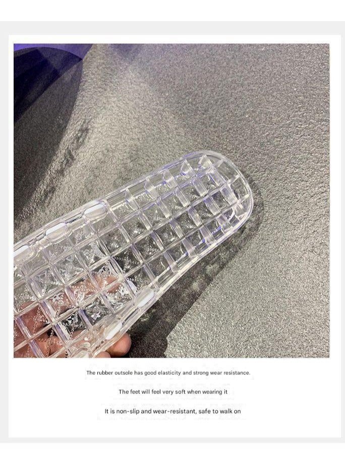 A.M Womens Jelly Shoes Casual Clear Flats Slip On Summer Beach Slippers Transparent Open Toe Waterproof Slide - Image 5