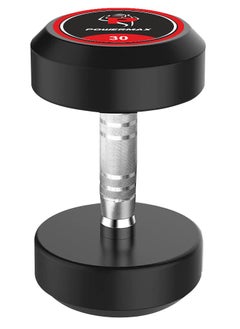 PowerMax Fitness PowerMax Fitness Rubber Coated Round Professional Dumbbell for Home Gym | dumbbell for home gym workouts| gym dumbbell | dumbbell for men-women fitness | 30kg dumbbell x 1| Black  - Image 1