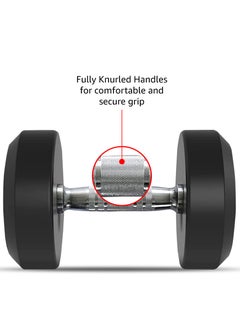 PowerMax Fitness PowerMax Fitness Rubber Coated Round Professional Dumbbell for Home Gym | dumbbell for home gym workouts| gym dumbbell | dumbbell for men-women fitness | 30kg dumbbell x 1| Black  - Image 3