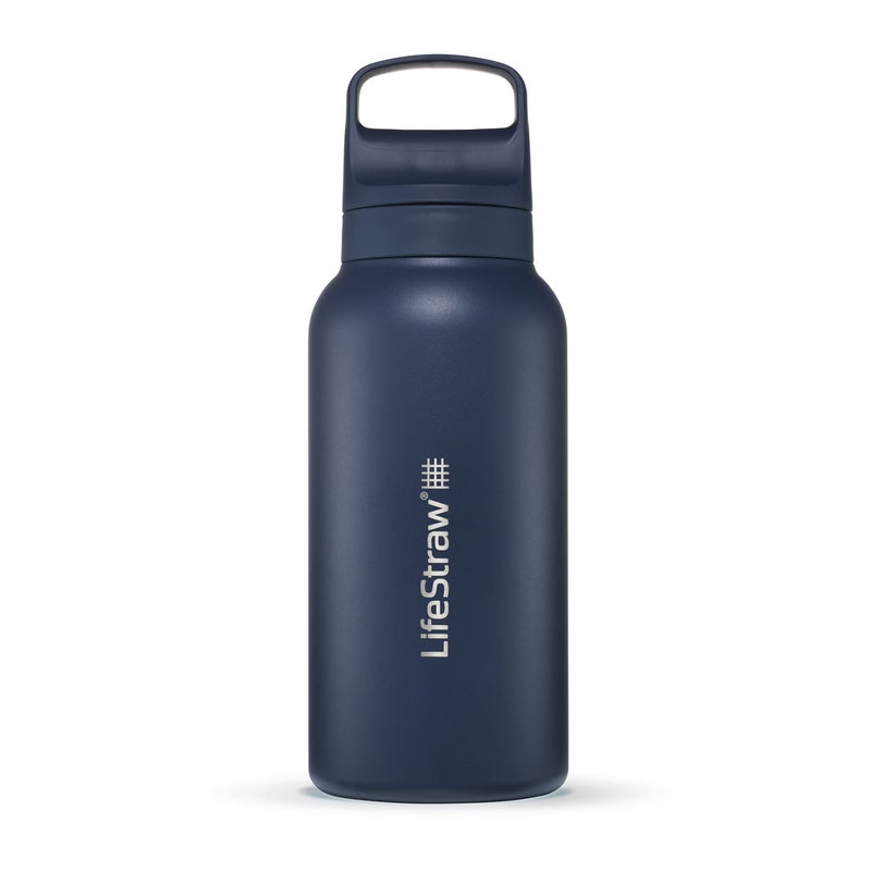 LifeStraw Go Series â€” Insulated Stainless Steel Water Filter Bottle for Travel and Everyday Use Removes Bacteria, Parasites and Microplastics, Improves Taste, 1L Aegan Sea - Image 1