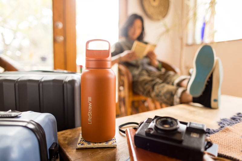 LifeStraw Go Series â€” Insulated Stainless Steel Water Filter Bottle for Travel and Everyday Use Removes Bacteria, Parasites and Microplastics, Improves Taste, 1L Aegan Sea - Image 4