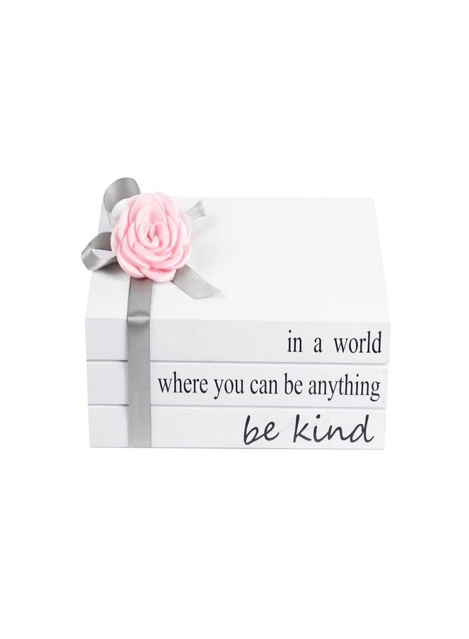 GoFika Pink and Grey Room Decor/Fake Books for Decoration/Decorative Book Stack 3 Pieces/in a World Where You Can Be Anything Be Kind - Image 1