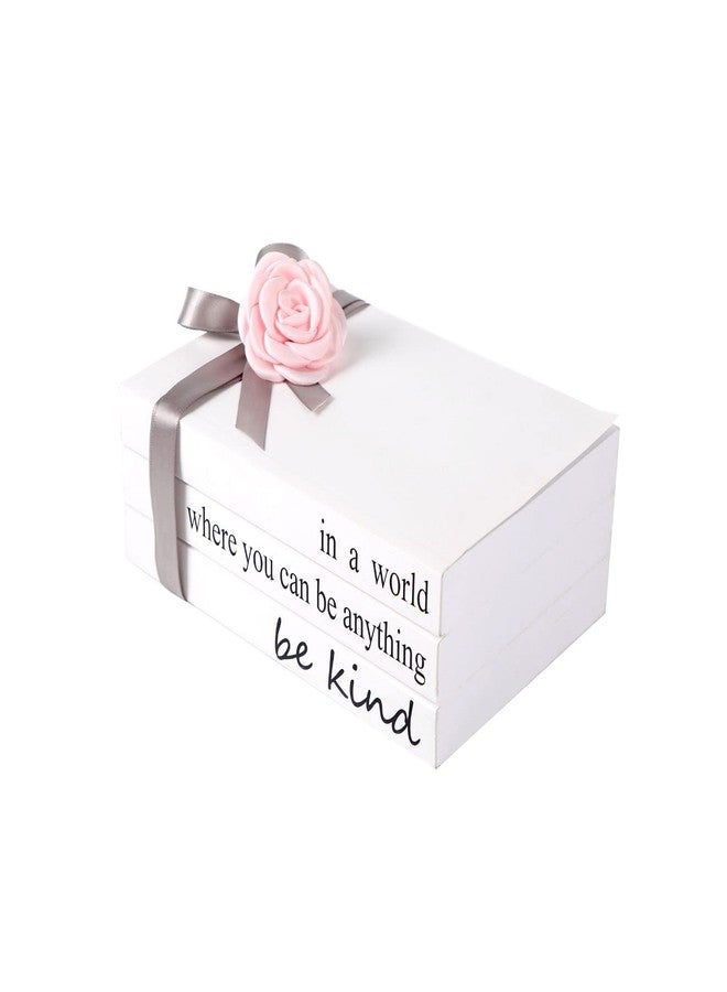 GoFika Pink and Grey Room Decor/Fake Books for Decoration/Decorative Book Stack 3 Pieces/in a World Where You Can Be Anything Be Kind - Image 3