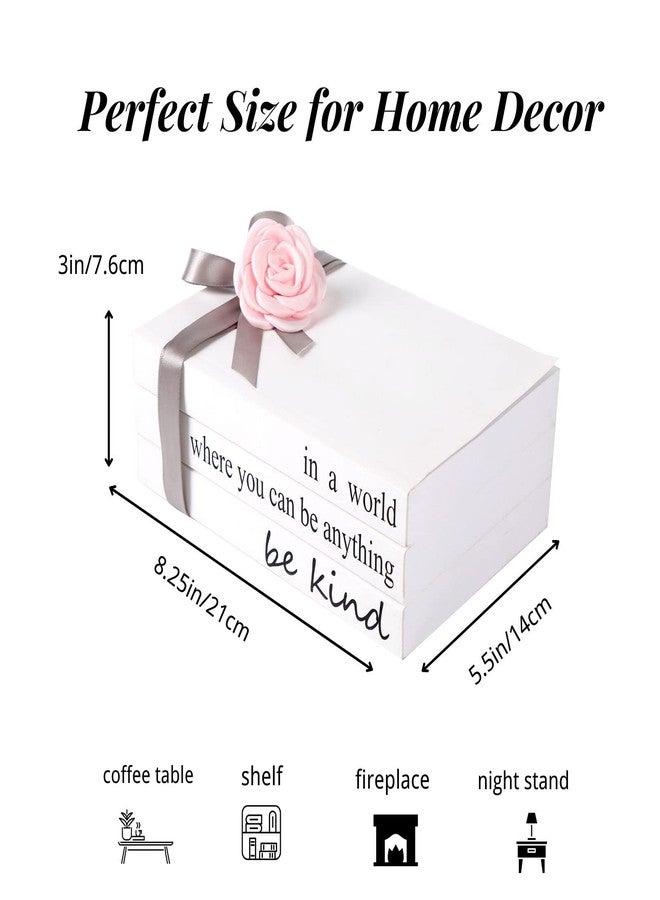 GoFika Pink and Grey Room Decor/Fake Books for Decoration/Decorative Book Stack 3 Pieces/in a World Where You Can Be Anything Be Kind - Image 2