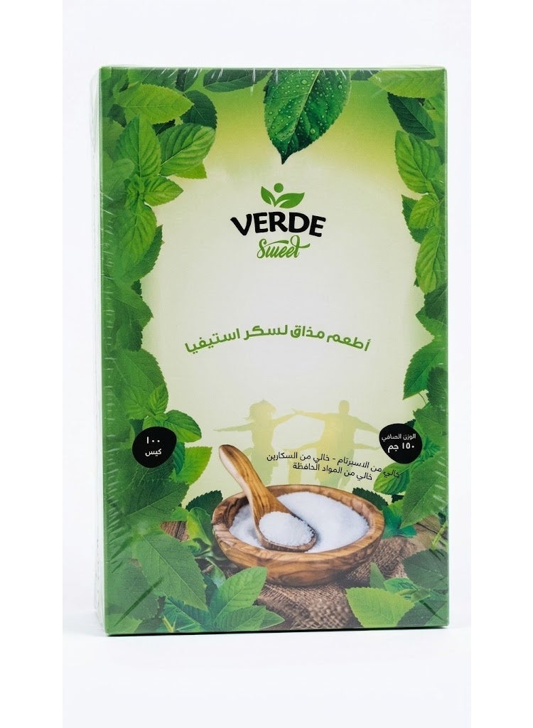 Verde Sweet Stevia sugar packet - crystal powder - 100 sachets - Image 1