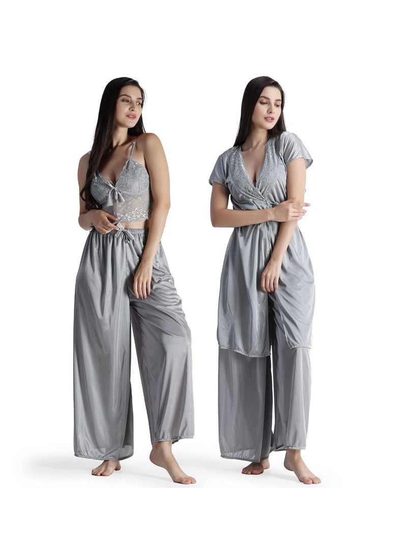 Accessorize Kingdom Women's Satin  Silky Summer Loungewear Night suit  - Image 1