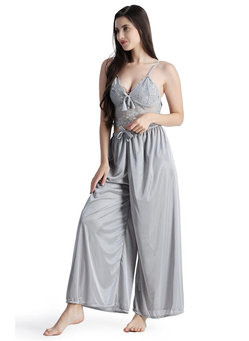 Accessorize Kingdom Women's Satin  Silky Summer Loungewear Night suit  - Image 3
