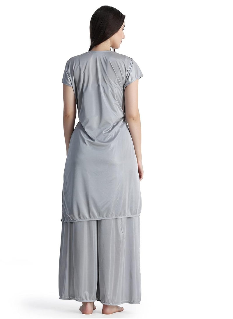 Accessorize Kingdom Women's Satin  Silky Summer Loungewear Night suit  - Image 4