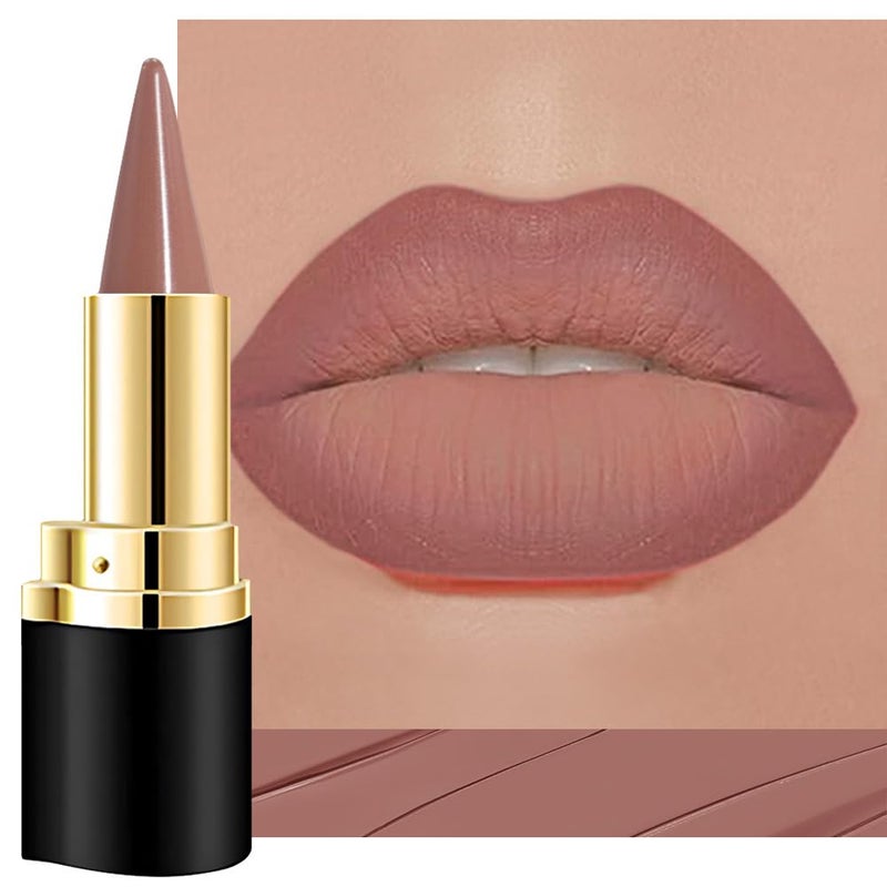 evpct Nuetral Nude Gradient Matte Lipstick Lip Liner Crayon Combo Pencil Set for Older Women Long Lasting Waterproof, Matte Brown Nude Cream Lip Liner and Lipstick Combo Makeup, Flawless Ombre Effect - Image 1
