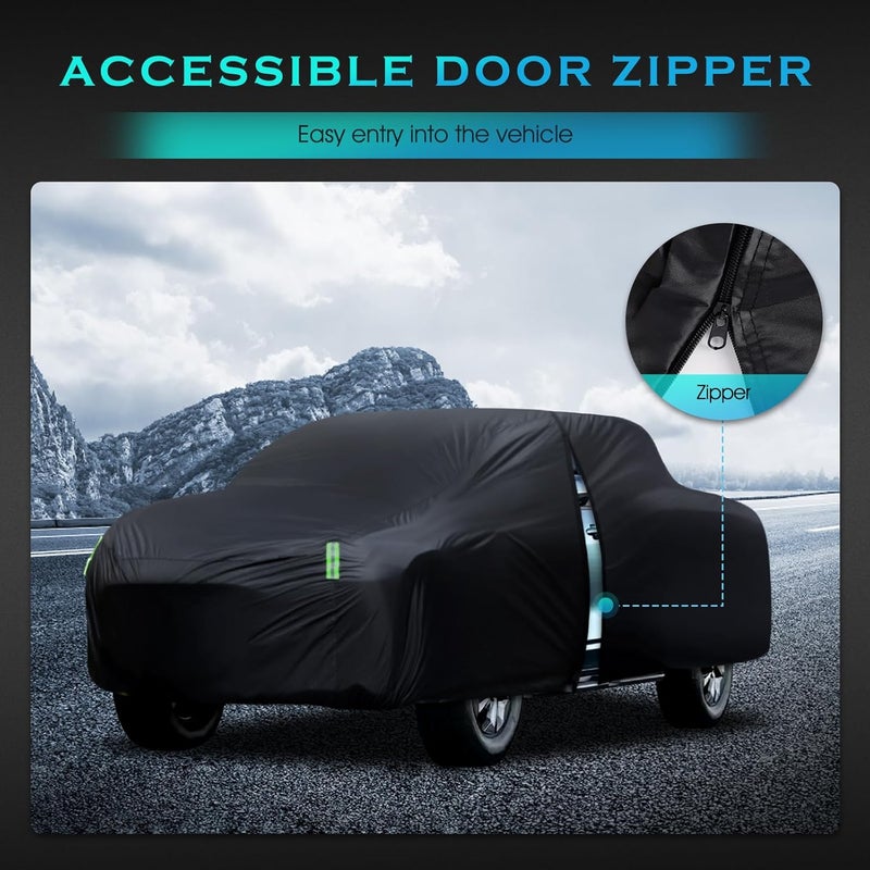 Qualencey Car Cover Waterproof All Weather Full Outdoor Pickup Truck Cover Rain UV Protection, Size T2 Universal Fit for Ford F150 Chevy Silverado Dodge Ram 1500. (Fit Truck Length 221 to 228 inch) - Image 5