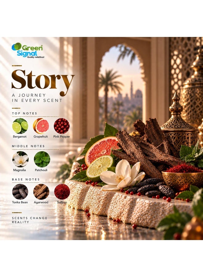 Green Signal Story aroma Oil – Oriental Luxury Home Fragrance | Bergamot, Grapefruit, Pink Pepper, Magnolia, Patchouli, Tonka Bean, Agarwood, Saffron, Vetiver, White Musk & Amber | Long-Lasting Aromatherapy Oil for Diffusers - Image 2