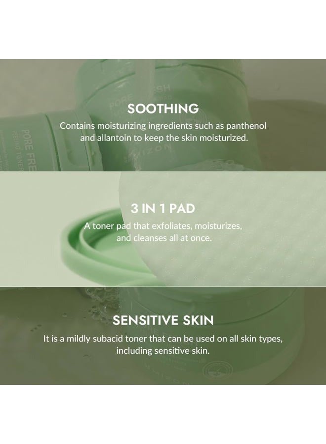 MIZON Pore Fresh Peeling Toner, AHA, BHA, PHA, Peeling Pads, Soothing, Exfoliating, Toning, Pore-Tightening, Toner Pad (60 Pads) - Image 5