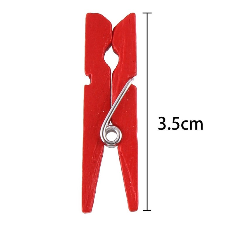 DECORA 120 Pieces 3.5cm Colored Wooden Clothespins Mini Craft Photo Pegs Clips with 98 Feet Twin - Image 2