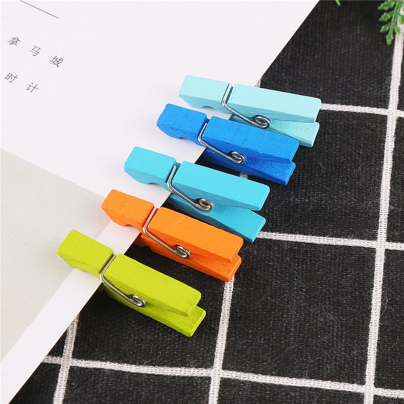 DECORA 120 Pieces 3.5cm Colored Wooden Clothespins Mini Craft Photo Pegs Clips with 98 Feet Twin - Image 5