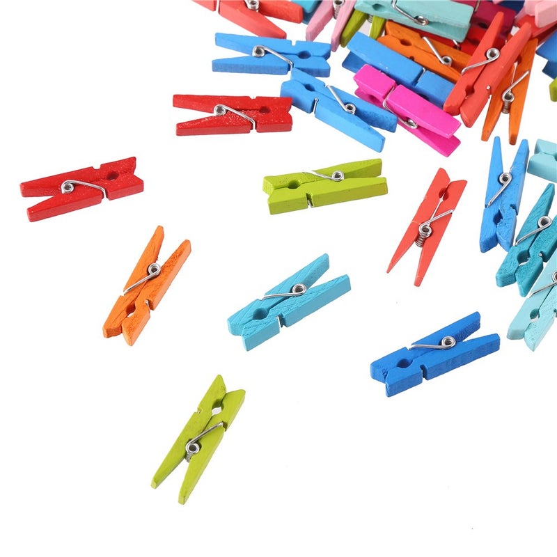 DECORA 120 Pieces 3.5cm Colored Wooden Clothespins Mini Craft Photo Pegs Clips with 98 Feet Twin - Image 3
