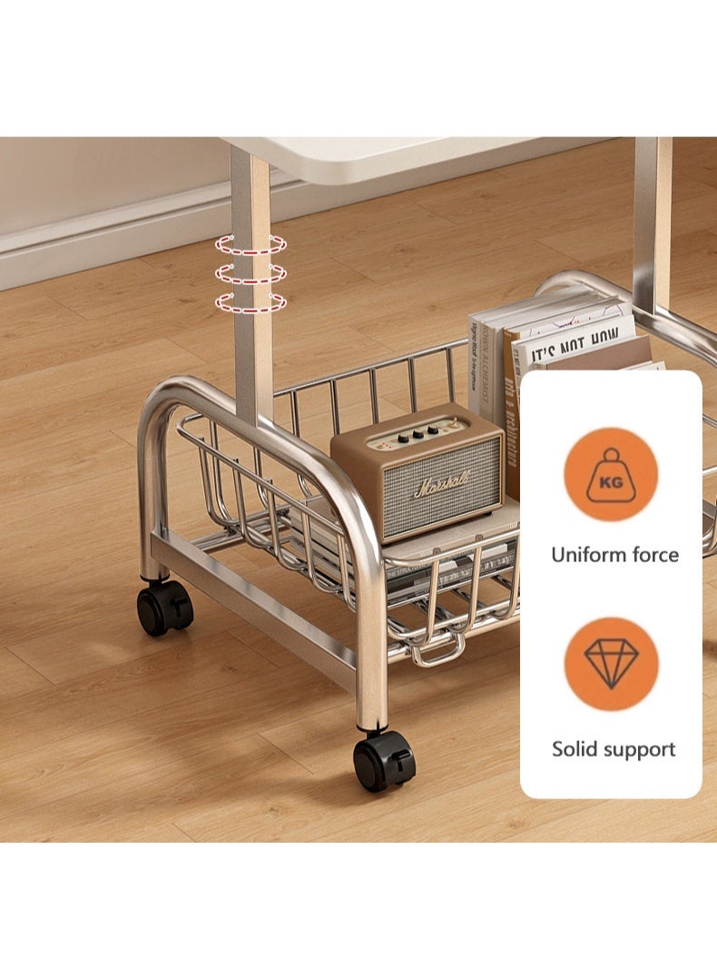 والالا طاولة جانبية صغيرة مع مساحة تخزين، طاولة جانبية عصرية من منتصف القرن، مكونة من طبقتين، إطار معدني قوي ورف تخزين، طاولة جانبية متحركة تناسب أي نمط غرفة، طراز ريفي عصري، بني وأسود - Image 3