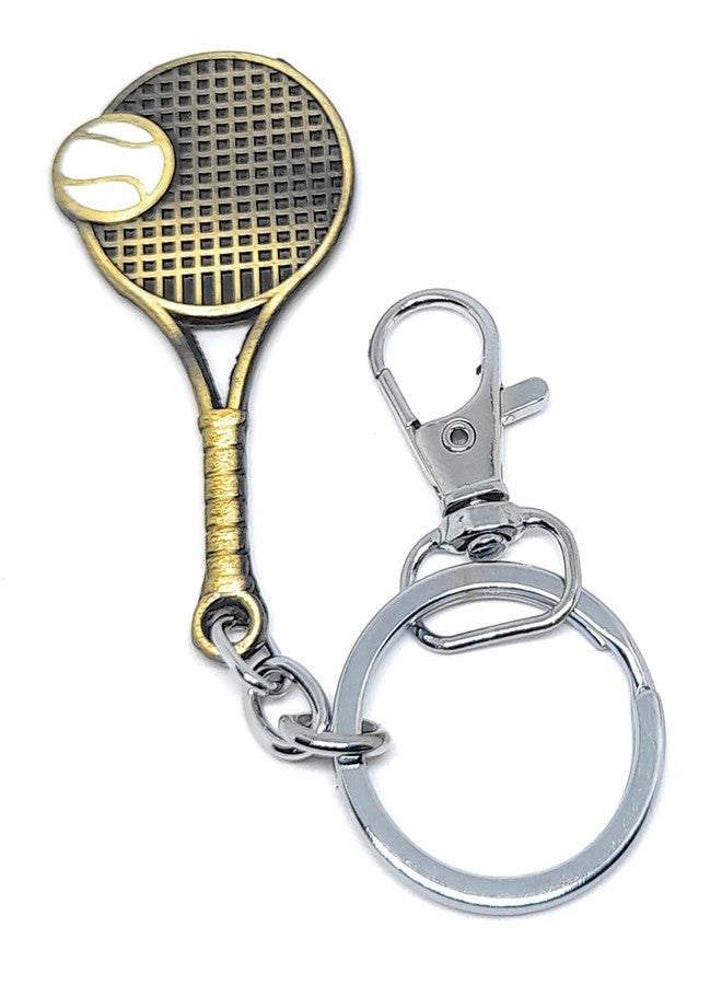 Aura Lawn Tennis Racquet & Ball Metal Keychain For Men Women Girls Boys Friends Bike Car BagTag Metal Keychain (Green) - Image 2