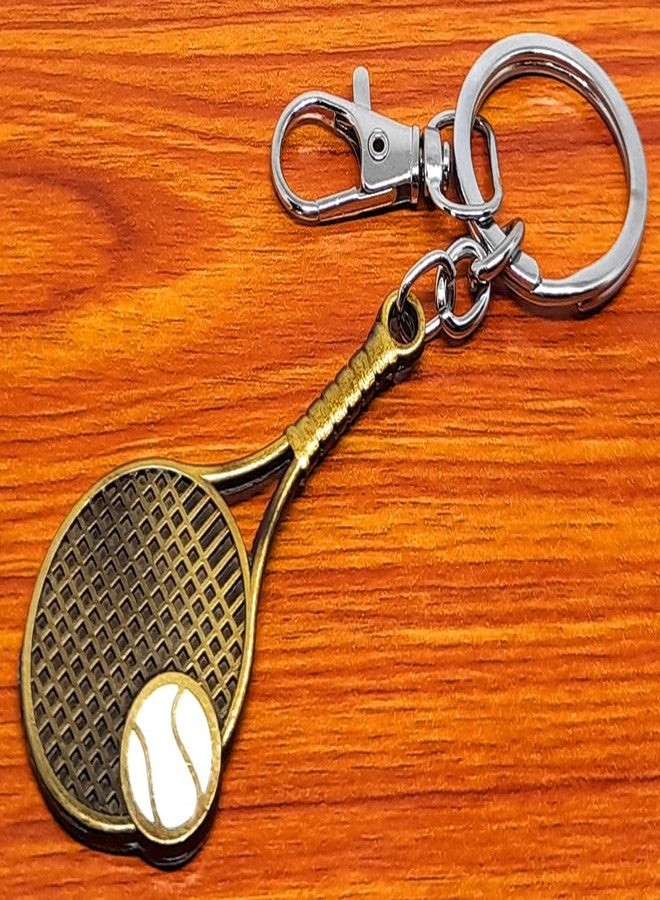 Aura Lawn Tennis Racquet & Ball Metal Keychain For Men Women Girls Boys Friends Bike Car BagTag Metal Keychain (Green) - Image 5