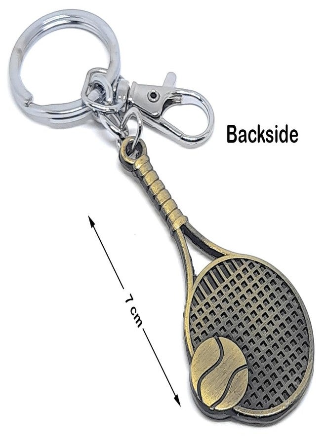 Aura Lawn Tennis Racquet & Ball Metal Keychain For Men Women Girls Boys Friends Bike Car BagTag Metal Keychain (Green) - Image 3