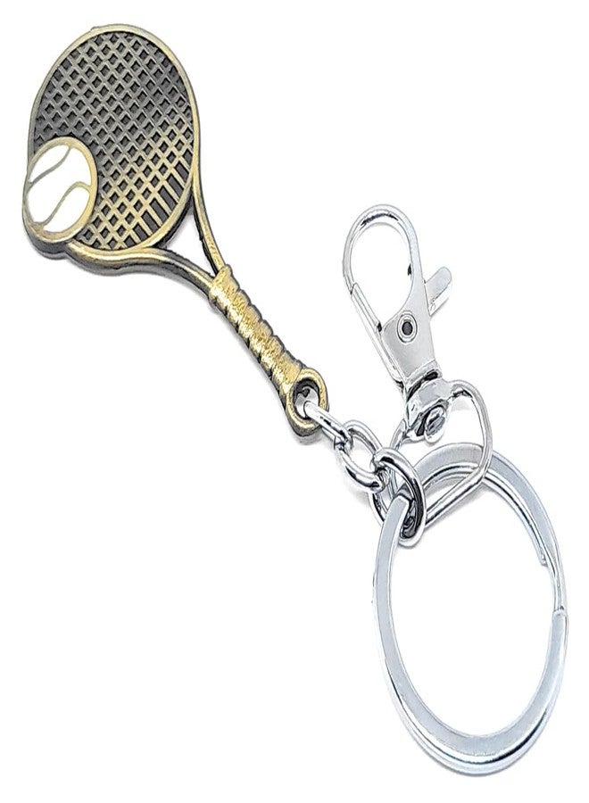 Aura Lawn Tennis Racquet & Ball Metal Keychain For Men Women Girls Boys Friends Bike Car BagTag Metal Keychain (Green) - Image 1