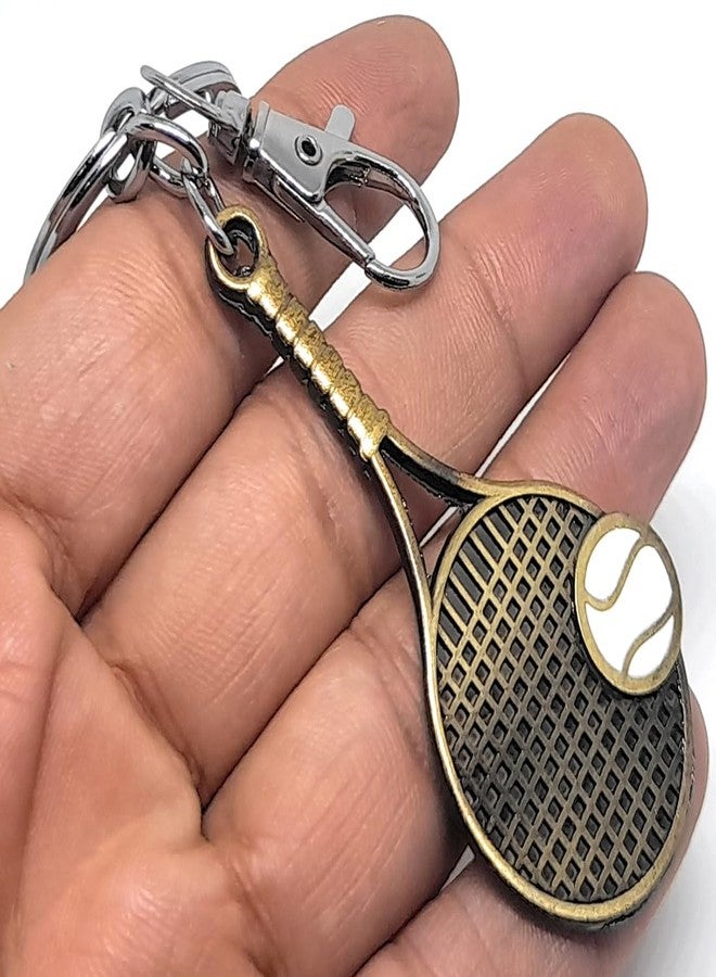 Aura Lawn Tennis Racquet & Ball Metal Keychain For Men Women Girls Boys Friends Bike Car BagTag Metal Keychain (Green) - Image 4