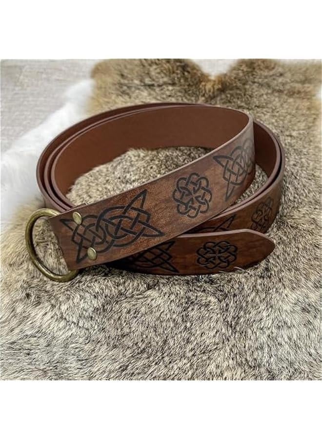Generic Medieval O Ring Belt with Portable Drawstring Pouch, Retro Renaissance Faux Leather Belt and Purse Set for LARP - Image 4