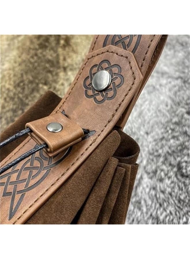 Generic Medieval O Ring Belt with Portable Drawstring Pouch, Retro Renaissance Faux Leather Belt and Purse Set for LARP - Image 5