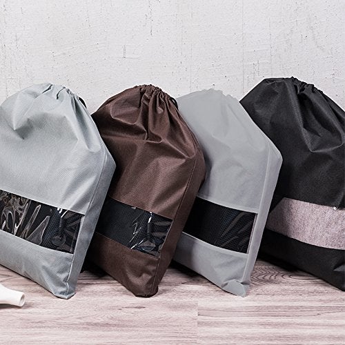 TINTON LIFE® Set of 10 Non-woven 19.7"x19.7" Drawstring Dust Cover Bag with Visual Window for Handbags Purses Shoes(Grey) - Image 4