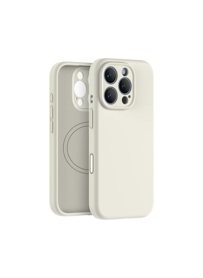 Suitable For IPhone16Pro Liquid Silicone Magnetic Suction Mobile Phone Case Smart Sensor Camera Button Mobile Phone Protective Case-Color:Antique White-Applicable Models:iPhone16 Pro Max  - Image 1