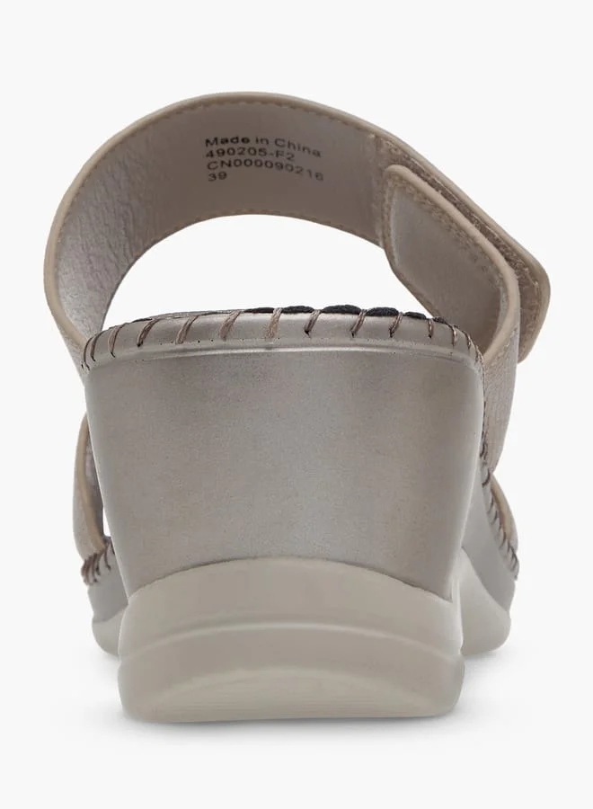 Le Confort Women Textured Slip-On Sandals with Wedge Heels