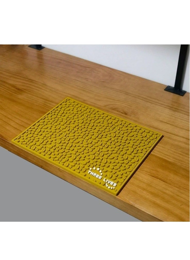 RANK - Dish Drying Silicone, Coffee Rubber For the barista and coffee corner Service Spill Mat Yellow 40x70cm - Image 1