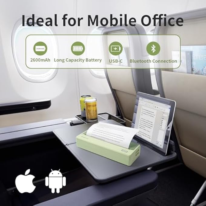 PORTABLE PRINTER WIRELESS FOR TRAVEL,300DPI BLUETOOTH INKLESS THERMAL PRINTER, COMPATIBLE WITH ANDROID,IOS & LAPTOP,SUPPORT 8.5" X 11" US LETTER,SMALL PRINTER FOR OFFICE/SCHOOL/HOME USE - Image 3