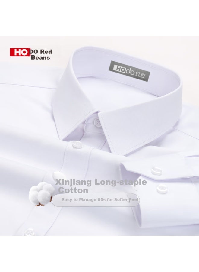 Hodo Men's Long-sleeve Cotton Solid Color White Shirt, Business Casual Professional Work Uniform Formal Dress Shirt Cardigan For Me - Image 1