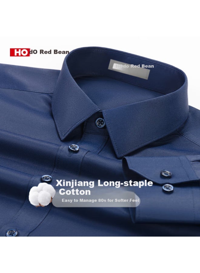 Hodo Men's Long-sleeve Cotton Solid Color White Shirt, Business Casual Professional Work Uniform Formal Dress Shirt Cardigan For Me - Image 4