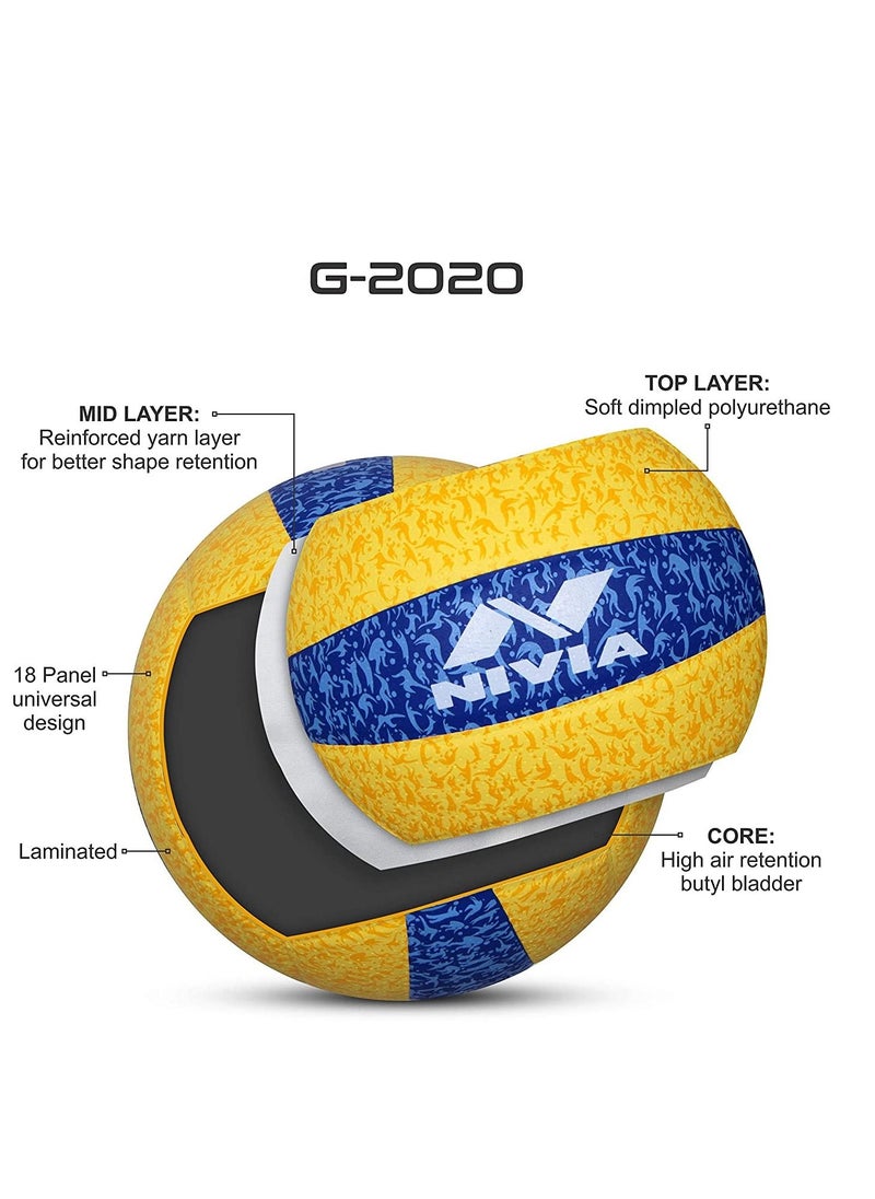 Nivia - G-2020 Volleyball | Size : 4 | Lightweight | 18 panels | For internal & external matches |  Polyurethane | Machine Stiched | Butyl bladder | High air retention | Unisex - Image 1