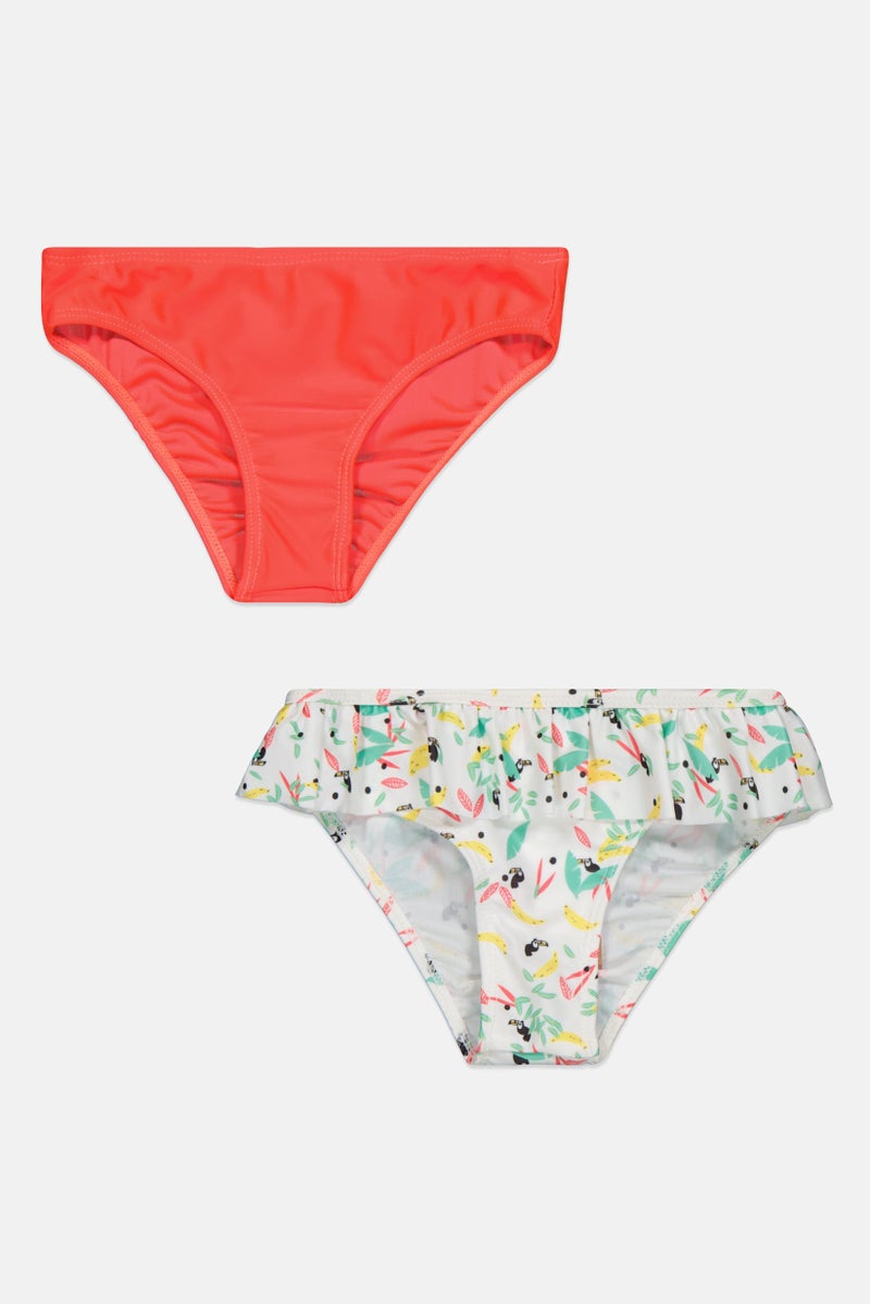 Lefties Toddlers Girl 2 Pcs Allover Print Bikini Bottom, Off White  - Image 1