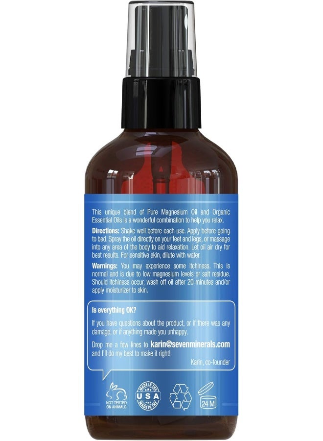 Seven Minerals Natural Sleeping Aid for Insomnia and a Good Night's Sleep - Powerful Magnesium Oil Blend with Organic Essential Oils (Cedarwood, Lavender, Sweet Marjoram and Clary Sage) Made in USA - 4 fl oz - Image 3