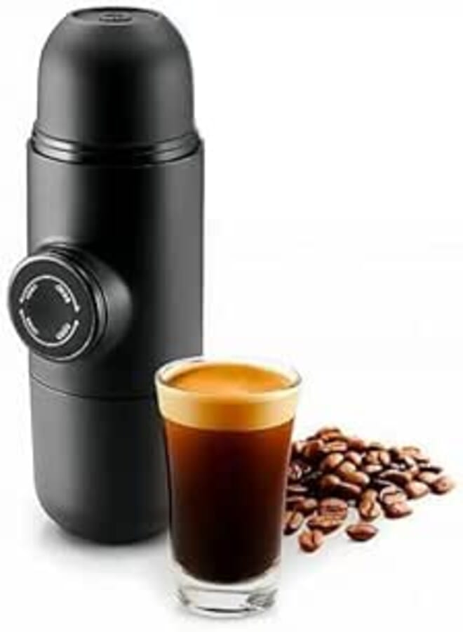 Spaceshoop Portable Manual Espresso Maker, Hand-Operated Coffee Press, Black