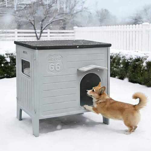 Rockever Insulated Dog House Outdoor Indoor for Small Medium Dogs, Insulated Dog House with Insulated Liner, Plastic Elevated Outdoor Dog House Waterproof Dog Kennel, Clean Easily((M & Liner) - Image 5