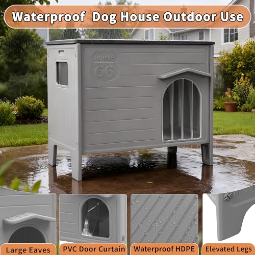 Rockever Insulated Dog House Outdoor Indoor for Small Medium Dogs, Insulated Dog House with Insulated Liner, Plastic Elevated Outdoor Dog House Waterproof Dog Kennel, Clean Easily((M & Liner) - Image 3