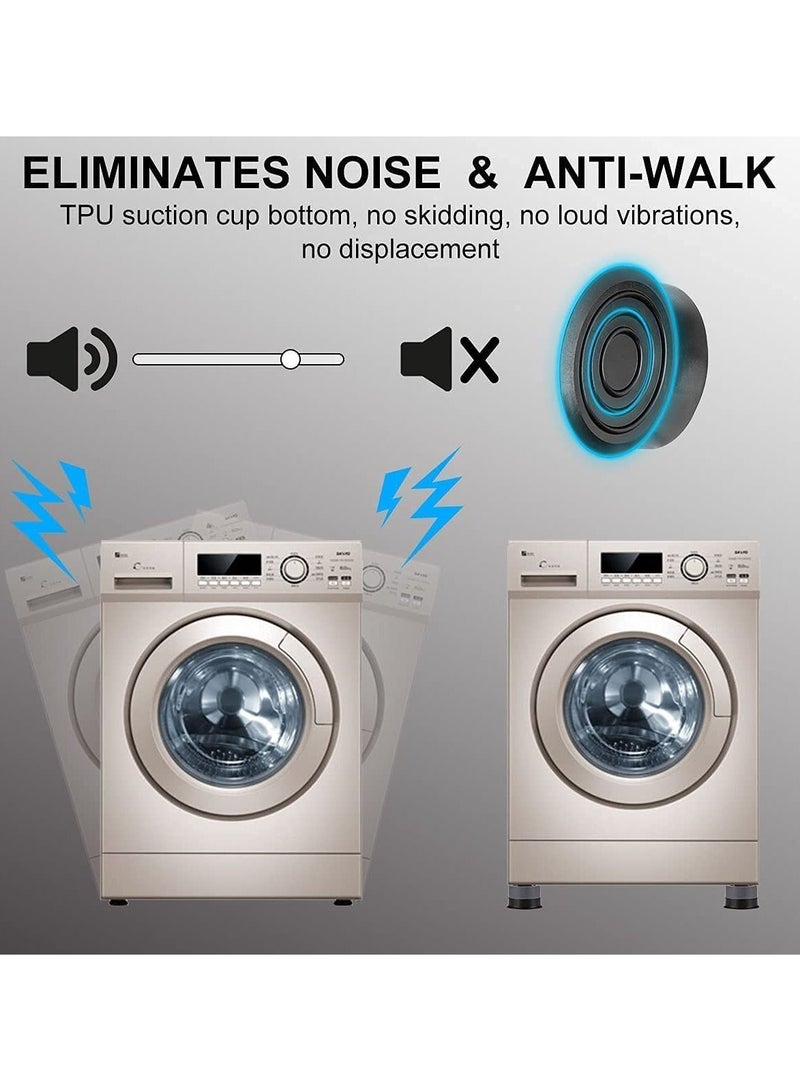 4 قطع 3 سم وسادات مضادة للاهتزاز لقاعدة الغسالة، وسادات مضادة للانزلاق ومعززة لامتصاص الصدمات وتقليل الضوضاء مع أكواب شفط لحماية حامل الغسالة والمجفف - Image 4