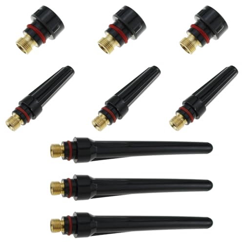 TAODAN 9PCS 57Y02/57Y03/57Y04 Black Tig Weld Back Caps Set Replacement Parts for Argon Arc Welding Torch Accessories TIG Torch Tail Cap Welding Part for WP-17/18/26 Torch - Image 1