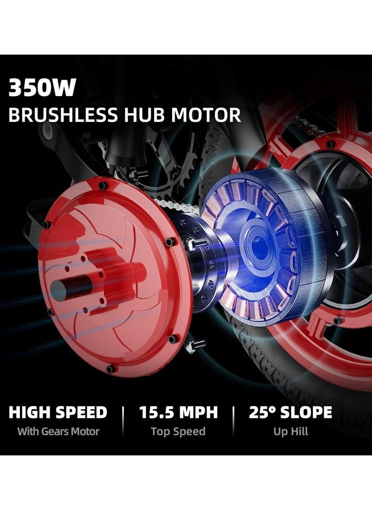Wind Horse - Premium Quality Adult Folding Electric Bike with 350W Brushless Motor, 36V 8AH Battery, Carbon Alloy Frame, 14-Inch Tires, Dual Disk Brake, 35KM Range in Single Charge, Adjustable Seat Electric Scooter - Image 1