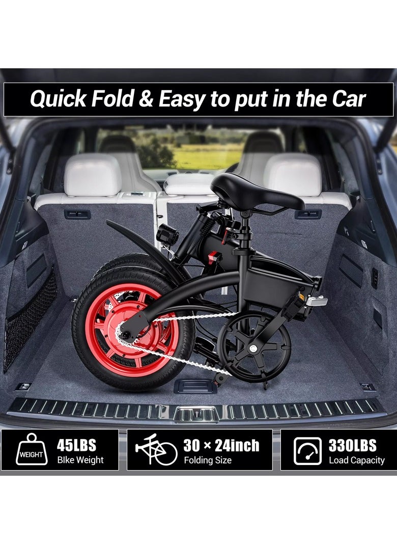 Wind Horse - Premium Quality Adult Folding Electric Bike with 350W Brushless Motor, 36V 8AH Battery, Carbon Alloy Frame, 14-Inch Tires, Dual Disk Brake, 35KM Range in Single Charge, Adjustable Seat Electric Scooter - Image 1