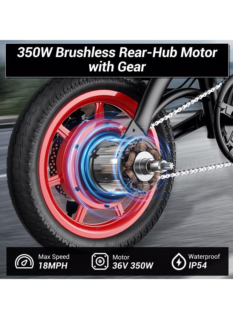 Wind Horse - Premium Quality Adult Folding Electric Bike with 350W Brushless Motor, 36V 8AH Battery, Carbon Alloy Frame, 14-Inch Tires, Dual Disk Brake, 35KM Range in Single Charge, Adjustable Seat Electric Scooter - Image 1