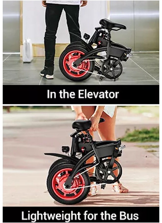 Wind Horse - Premium Quality Adult Folding Electric Bike with 350W Brushless Motor, 36V 8AH Battery, Carbon Alloy Frame, 14-Inch Tires, Dual Disk Brake, 35KM Range in Single Charge, Adjustable Seat Electric Scooter - Image 1