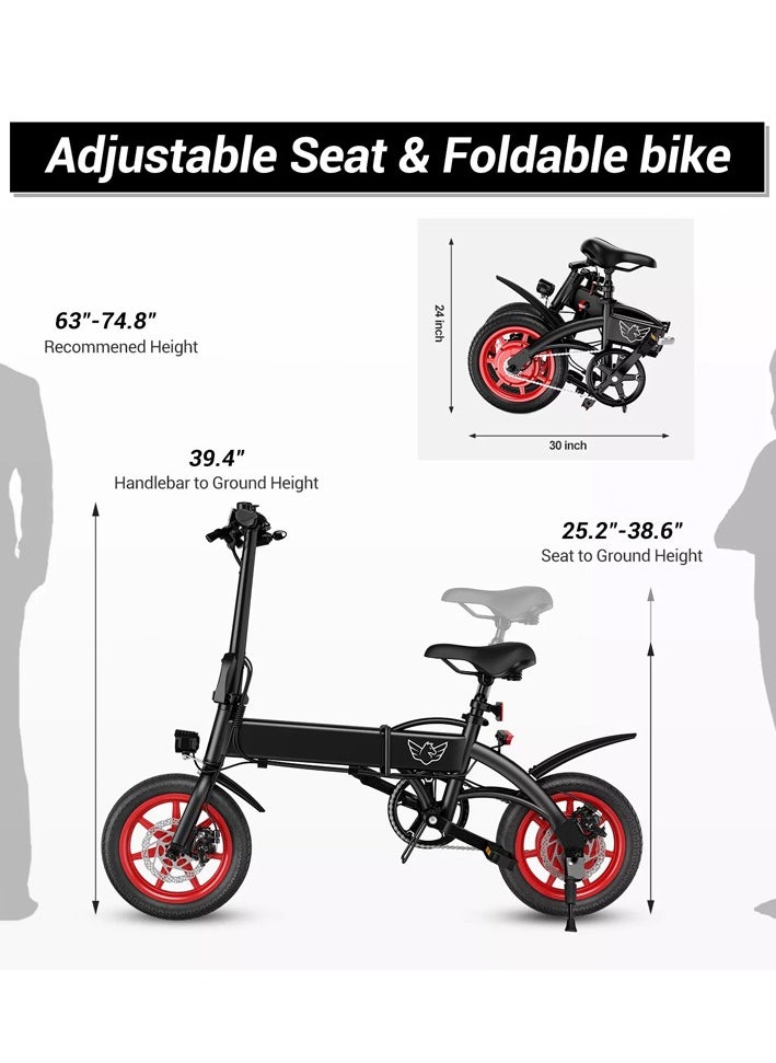 Wind Horse - Premium Quality Adult Folding Electric Bike with 350W Brushless Motor, 36V 8AH Battery, Carbon Alloy Frame, 14-Inch Tires, Dual Disk Brake, 35KM Range in Single Charge, Adjustable Seat Electric Scooter - Image 1