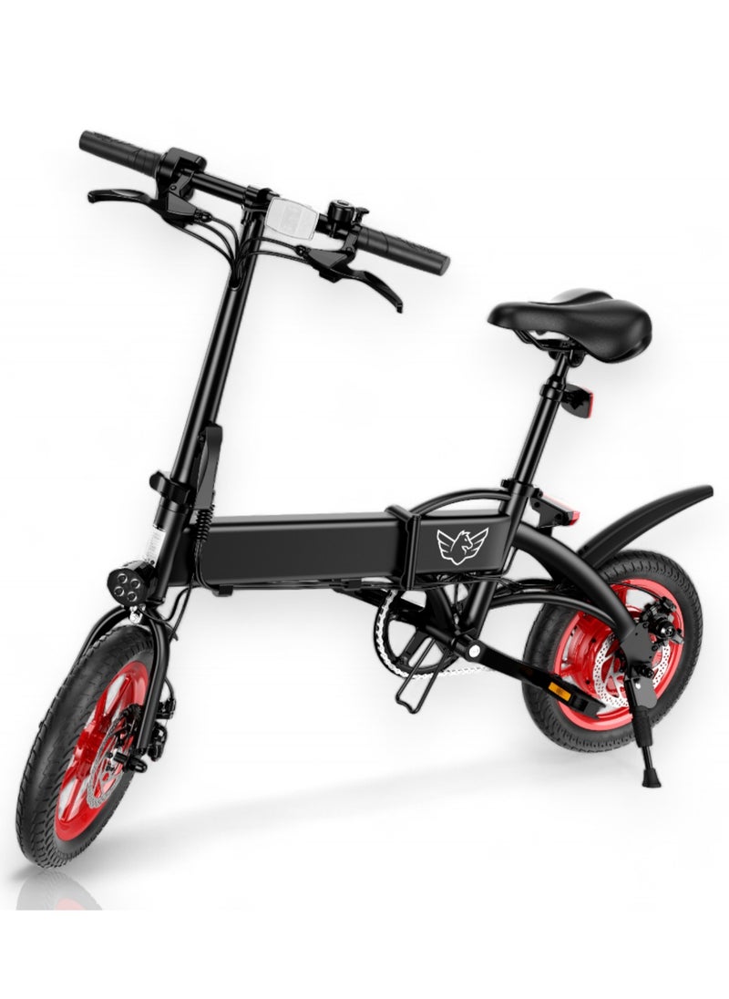 Wind Horse - Premium Quality Adult Folding Electric Bike with 350W Brushless Motor, 36V 8AH Battery, Carbon Alloy Frame, 14-Inch Tires, Dual Disk Brake, 35KM Range in Single Charge, Adjustable Seat Electric Scooter - Image 1