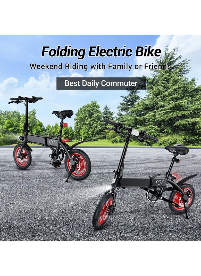 Wind Horse - Premium Quality Adult Folding Electric Bike with 350W Brushless Motor, 36V 8AH Battery, Carbon Alloy Frame, 14-Inch Tires, Dual Disk Brake, 35KM Range in Single Charge, Adjustable Seat Electric Scooter - Image 1